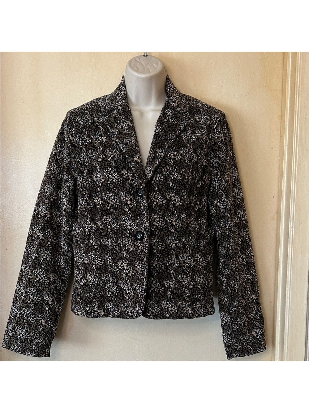 GAP Women's Black and White Fine Wale Corduroy Blazer size 4